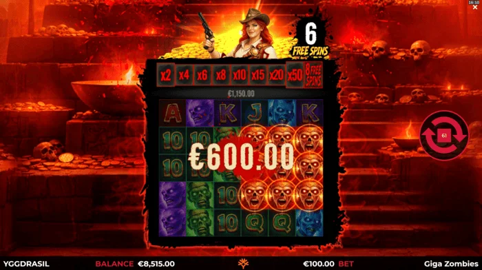 Giga Zombies - gevinst under Free Spins