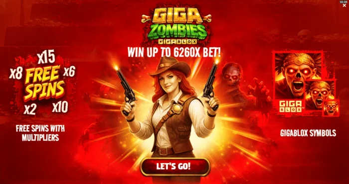 Giga Zombies - hovedmeny med innsatsvalg